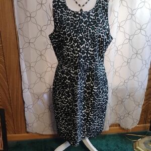 J. Crew Black and White Animal Print Midi Dress